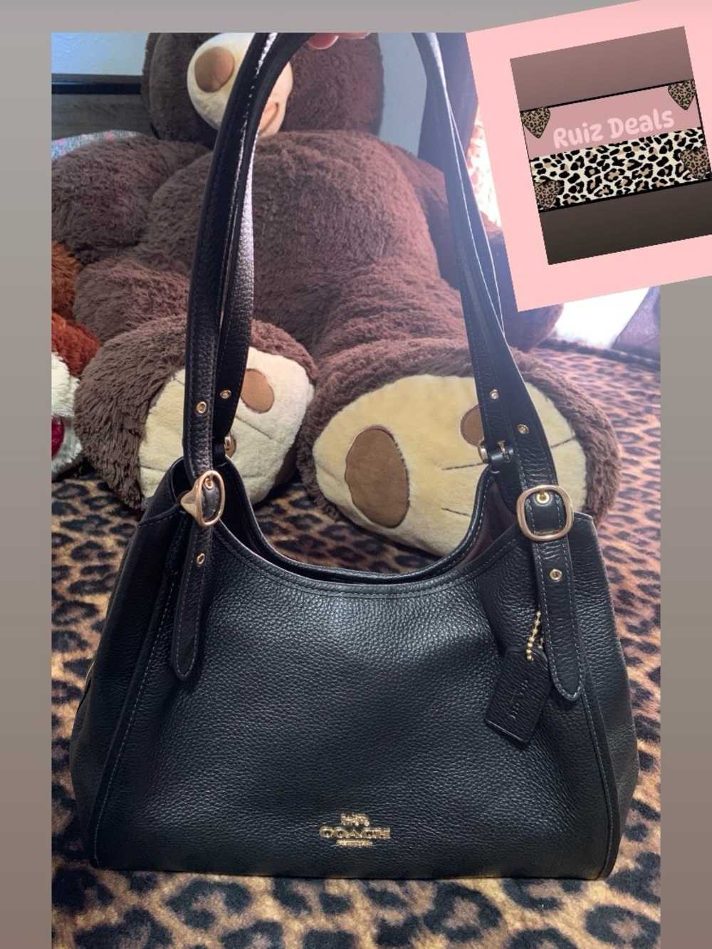 Coach Black Pebbled Leather Hobo Shoulder Bag with Gold Hardware - Picture 1 of 5